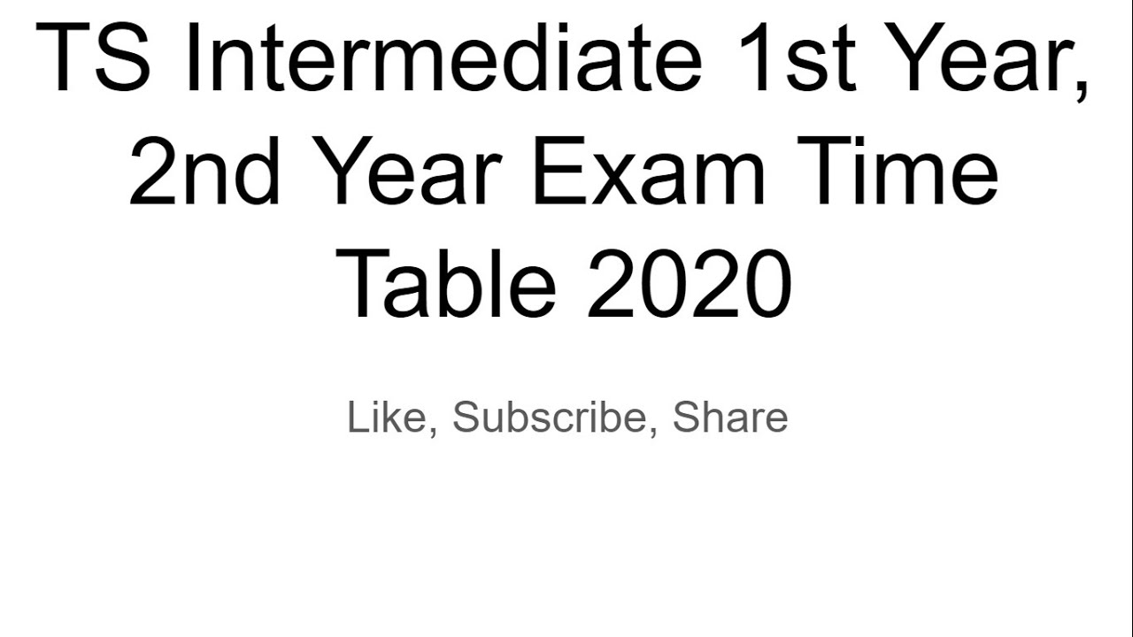 TS Intermediate Time Table 2020 For 1st Year 2nd Year Exams