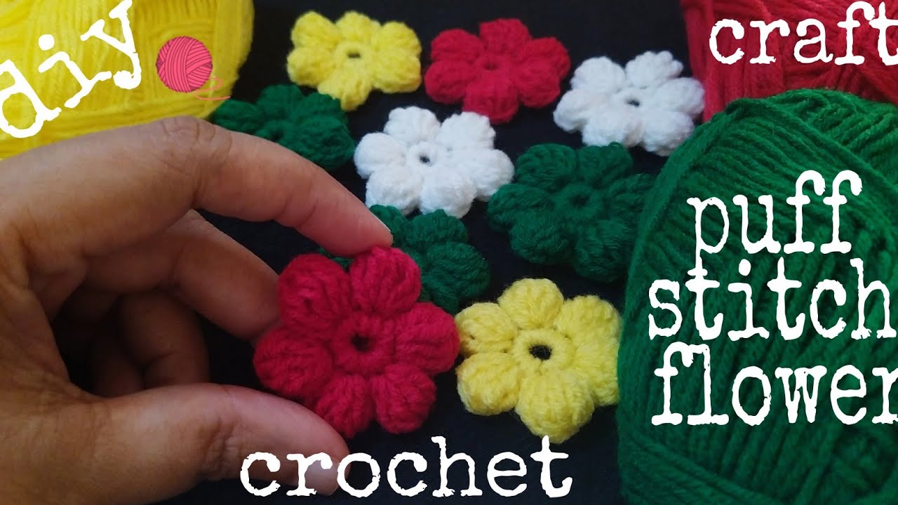 puff stitch flower|crochet|diy|craft| crochetmalayalam|english subtitles