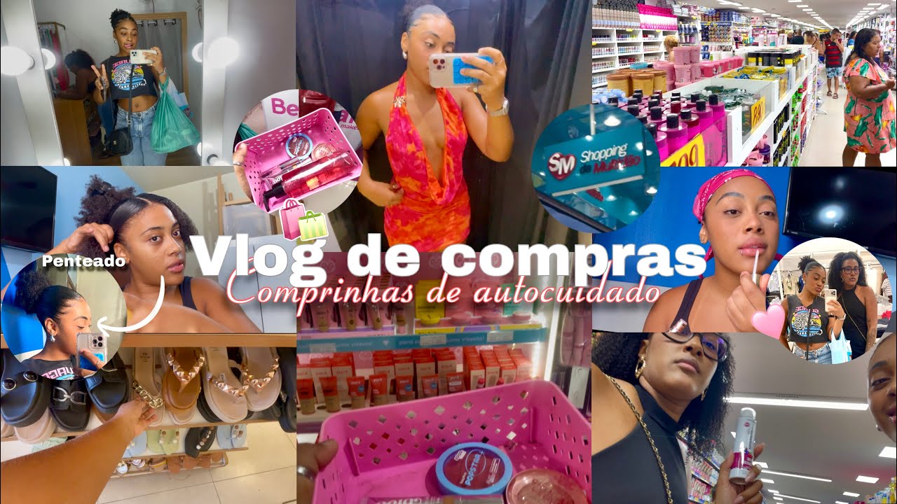 VLOG: comprinhas de autocuidados 🛍️| ensinei meu penteado, grwm, shopping da multidão 🤪🩷…