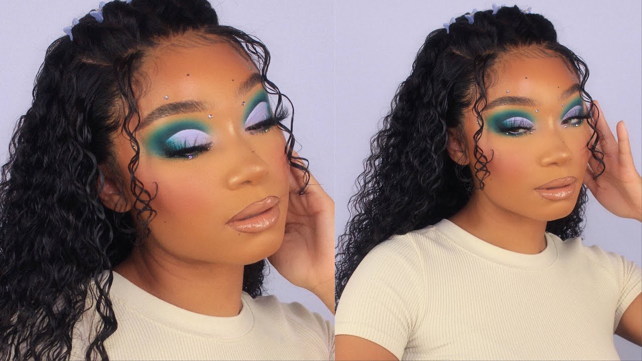 lavender + teal makeup look. | isee hair co.