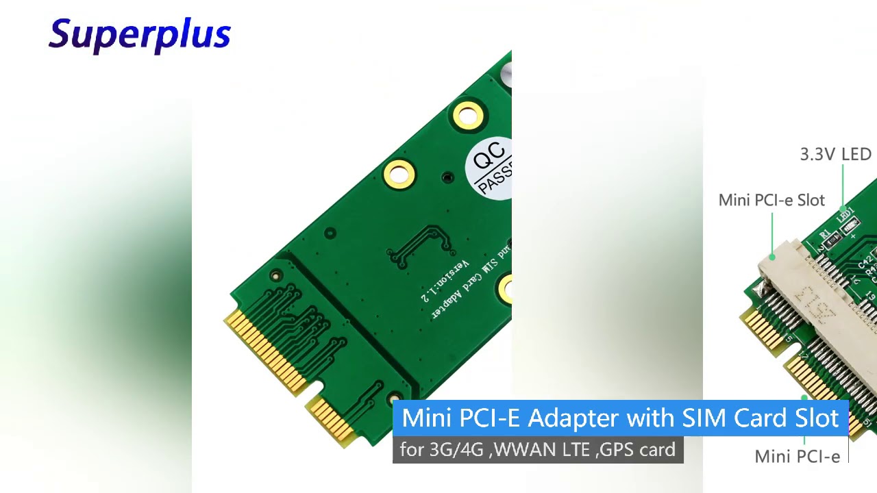 Mini PCI-E Adapter with SIM Card Slot for 3G/4G,WWAN LTE,GPS Card (Clamshell SIM Card Holder)