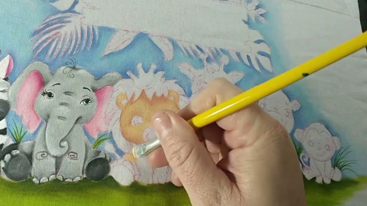 Pintura em Tecido- Fralda (Tema SAFARI)