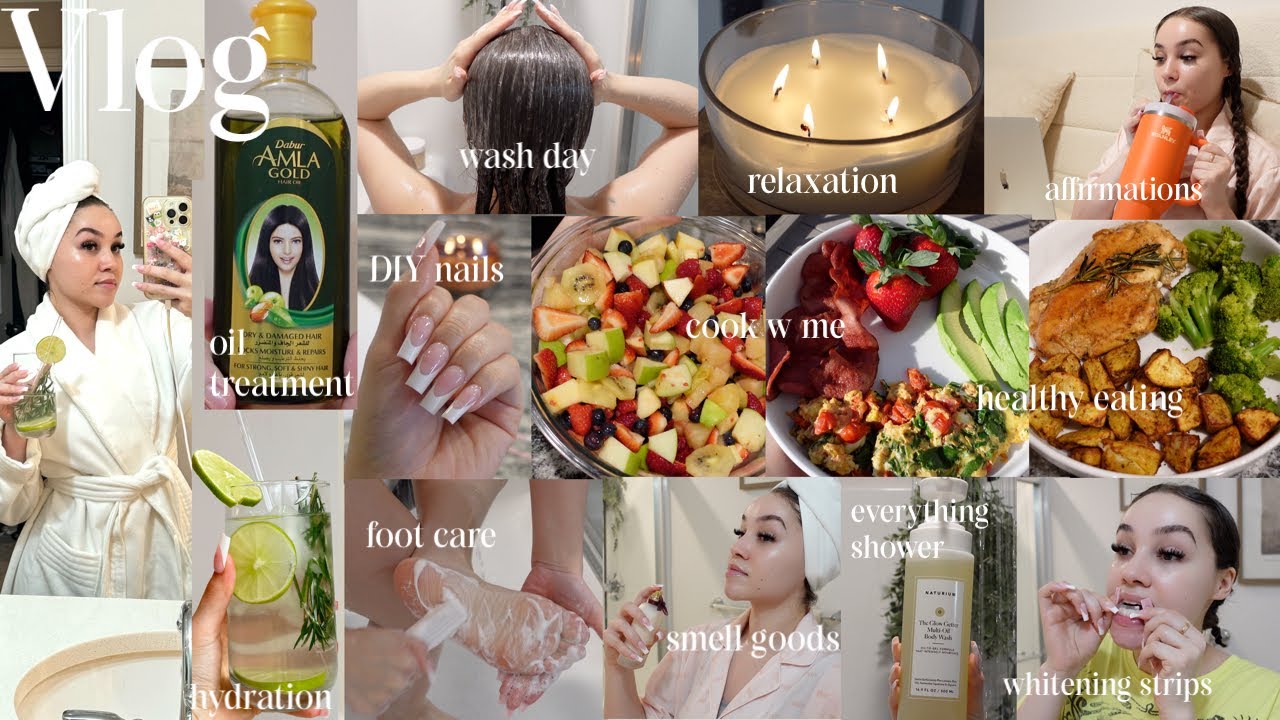 vlog- selfcare day +everything shower +cooking +diy nails +affirmations +that time of the month +etc