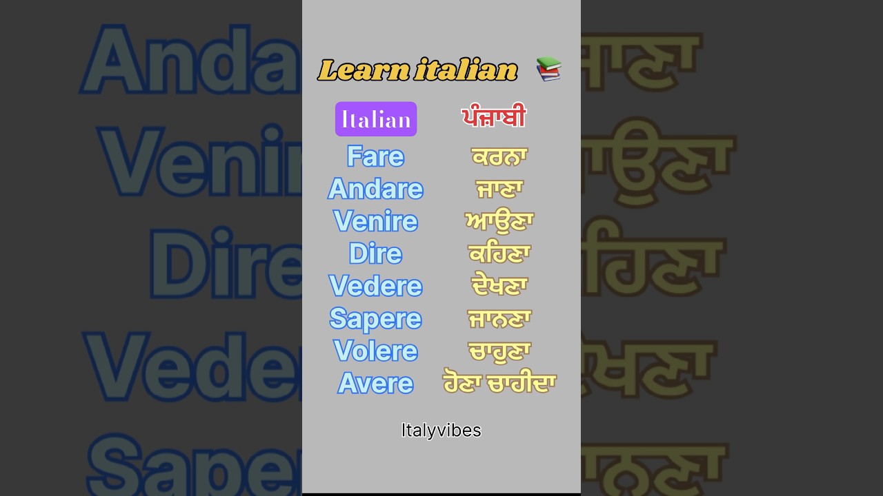 Learn italian @italyvibespunjabi #italianlanguage #punjabiinitaly #shorts #shortreels #ytstudio