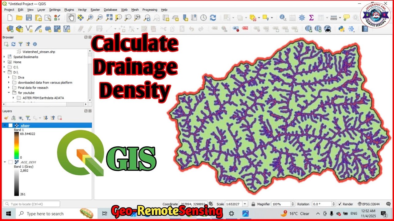 Calculate Drainage Density in QGIS | Watershed Analysis | Stream Length | Hydrology Tools |