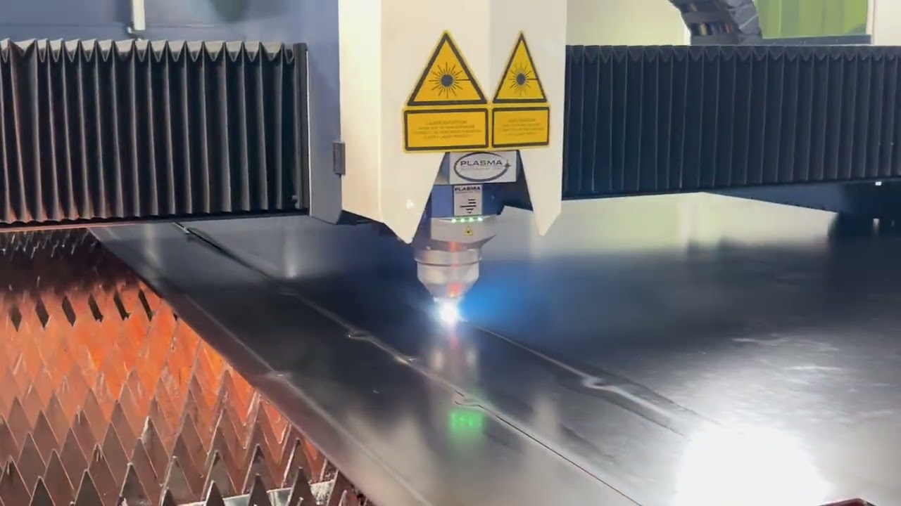 Machine in action: 12kw Raycus Fiber Optic Laser