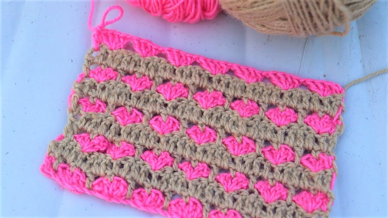 Crochet New Stitch for Blanket #short #shortvideo #crochetshort crochet heart stitch #heart