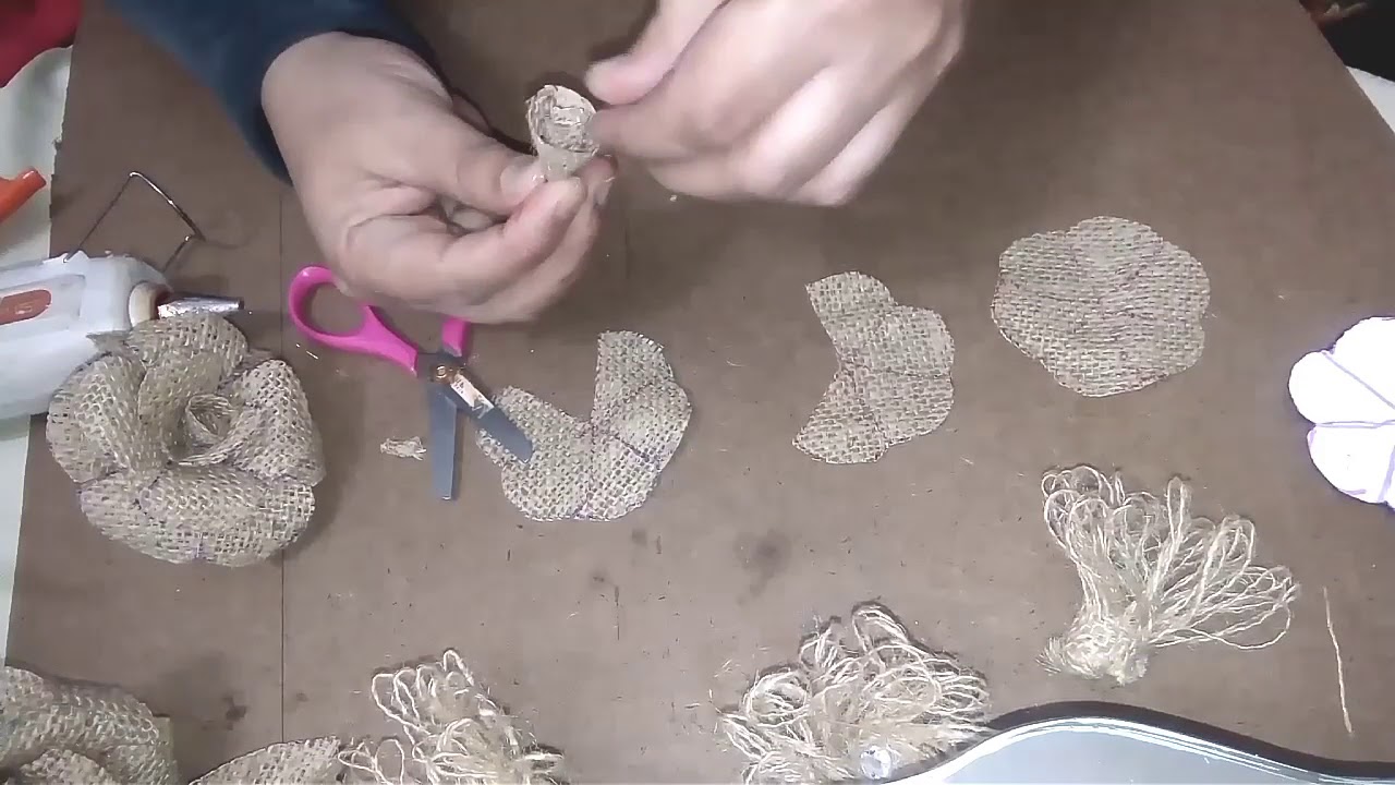 ورود بالخيش : طريقة مبسطة و سهلة / Diy Flowers 🌹