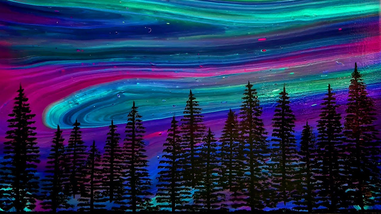 #1319 Gorgeous Northern Lights Acrylic Pour Using The Swipe Technique