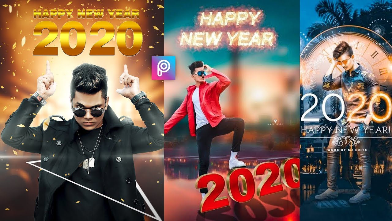Happy New Year 2020 Photo Editing Tutorial in Picsart Step by Step in Hindi - Taukeer editz