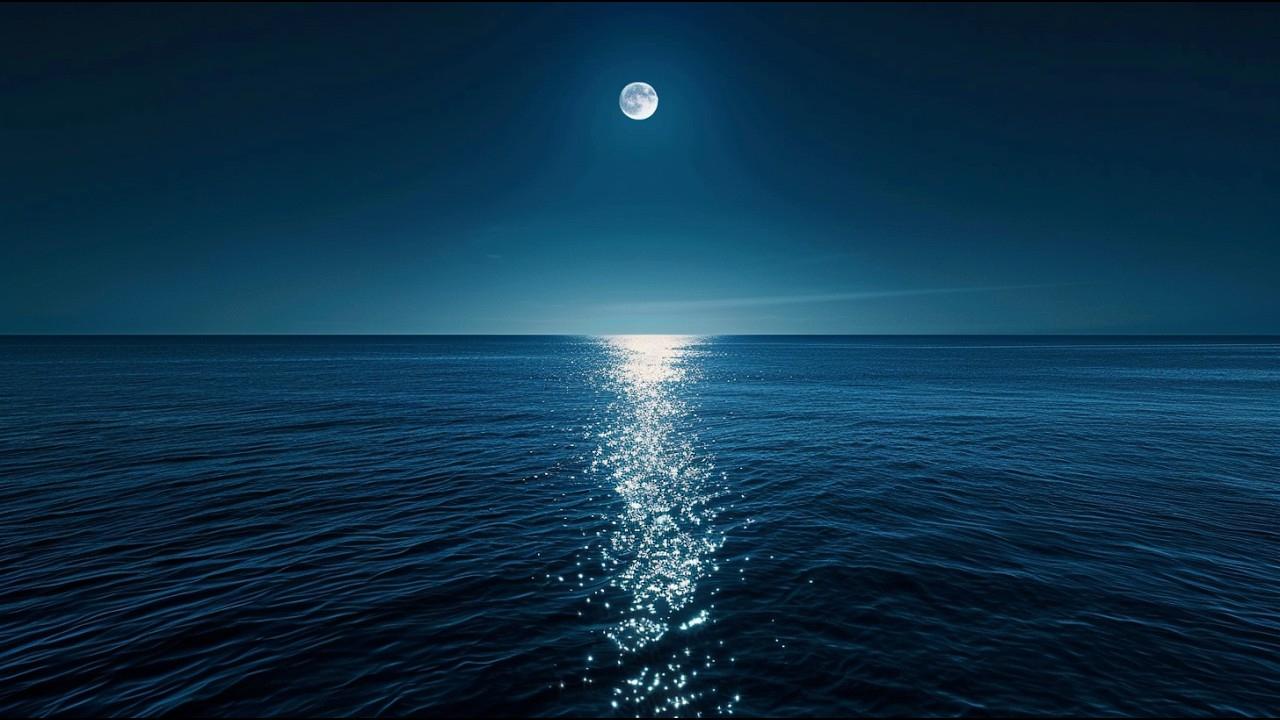 Midnight Ocean Sounds for Insomnia Relief - Blue Night Space (10 Hours)