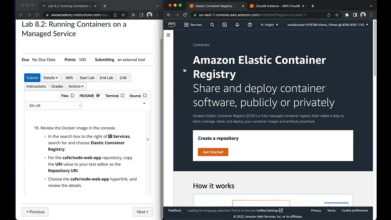 AWS Academy Cloud Developing Lab 8.2: Running Containers on a Managed Service