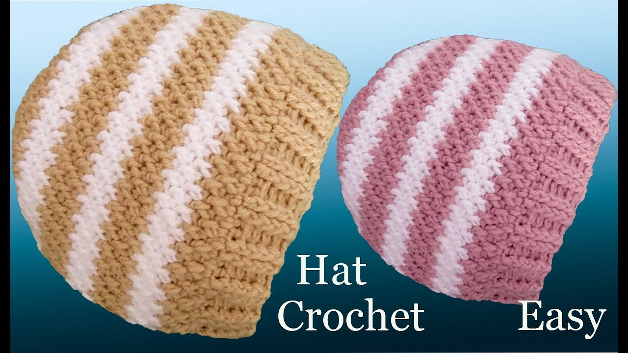 Gorro a Crochet Arroz con leche de dos colores tejido con Ganchillo Principiantes