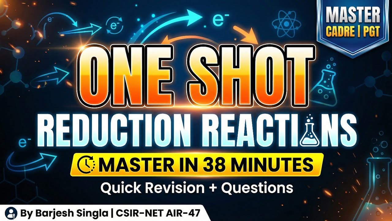 Reduction Reactions One Shot | Complete Revision in 38 Minutes | Master Cadre & PGT Chemistry