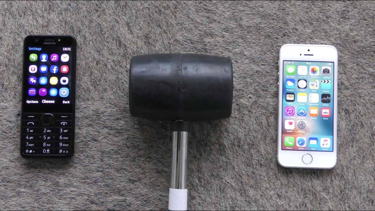 Nokia 230 vs iPhone SE  - Hammer Drop Test (4K)