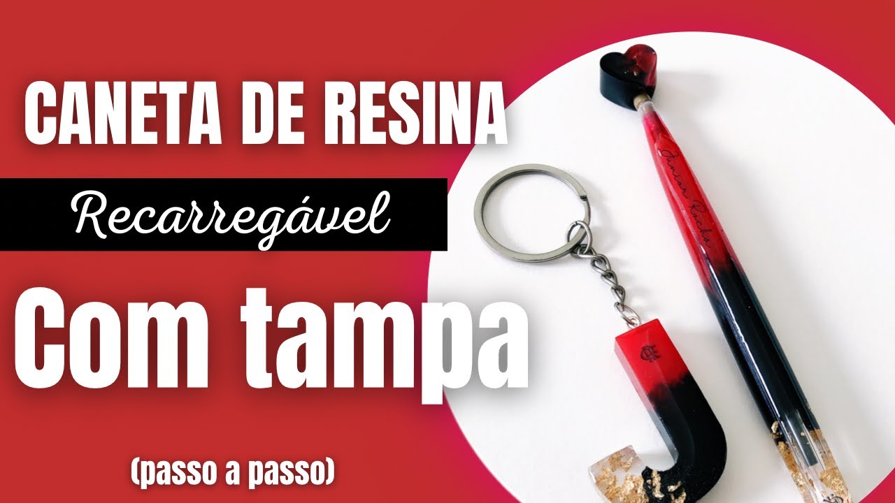 COMO FAZER CANETA RECARREGÁVEL DE RESINA COM TAMPA (passo a passo)