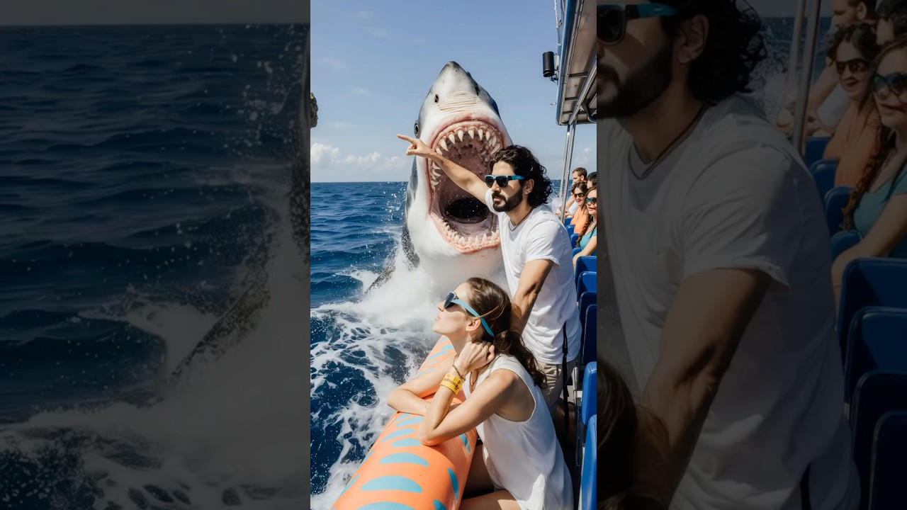 POV:You are with your wife on a boat in the middle of the sea when suddenly a shark&hellip;#pov #ai #attack
