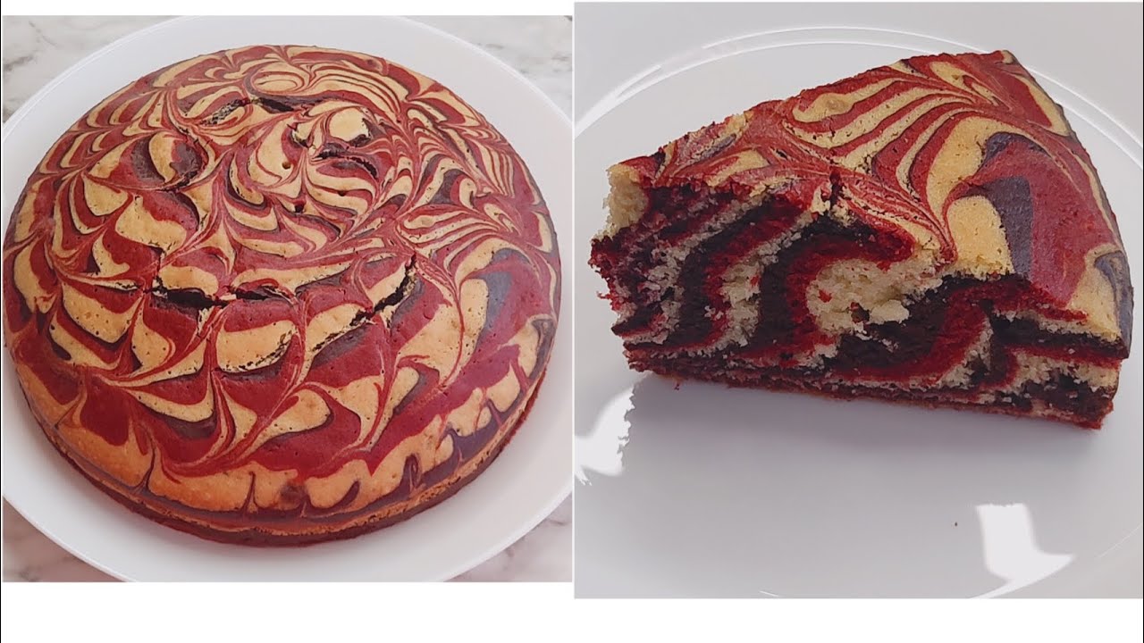 Red Velvet Marble Cake/One Batter 3 Flavors/Red Velvet , Vanilla And Chocolate Cake/Marble Cake