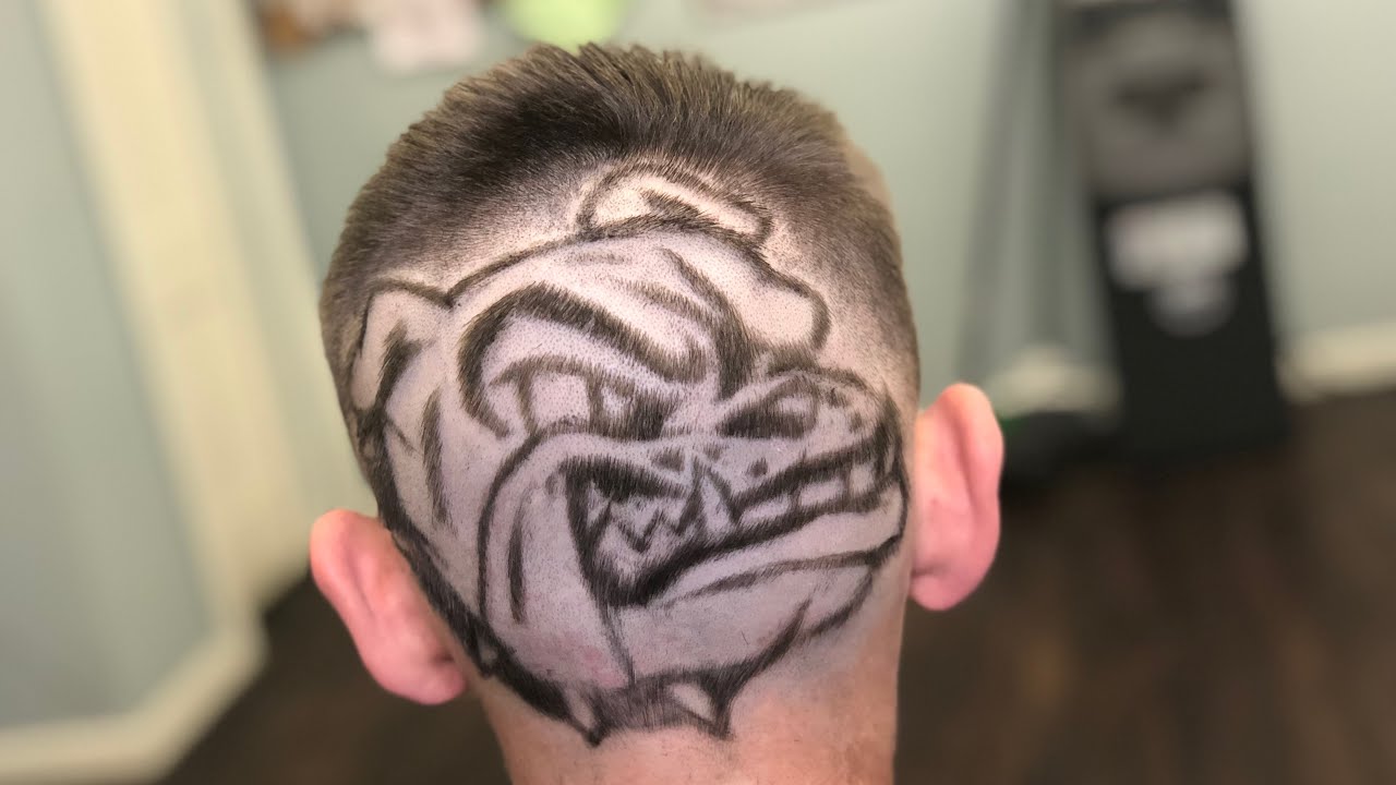 How to draw Gonzaga BULLDOG with Hair Design Stencil Barber Tutorial