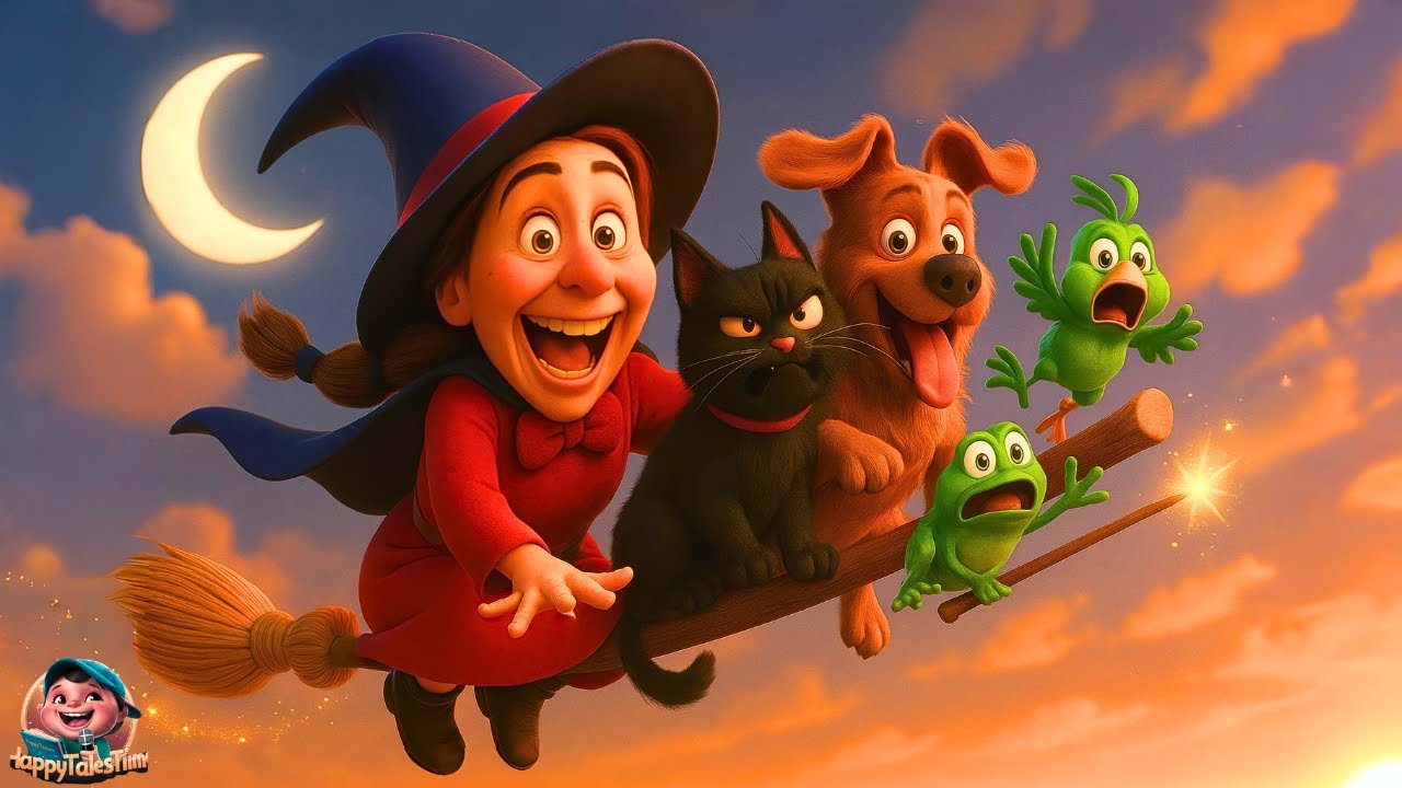 Room on the Broom | Funny Witch Adventure Fairy Tale Song | Halloween Special