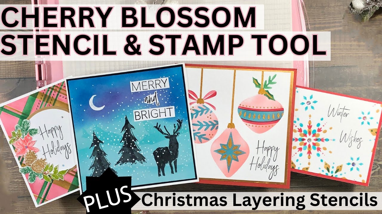 NEW! Sizzix Cherry Blossom Stencil & Stamp Tool PLUS New Christmas Stencils and Stamps