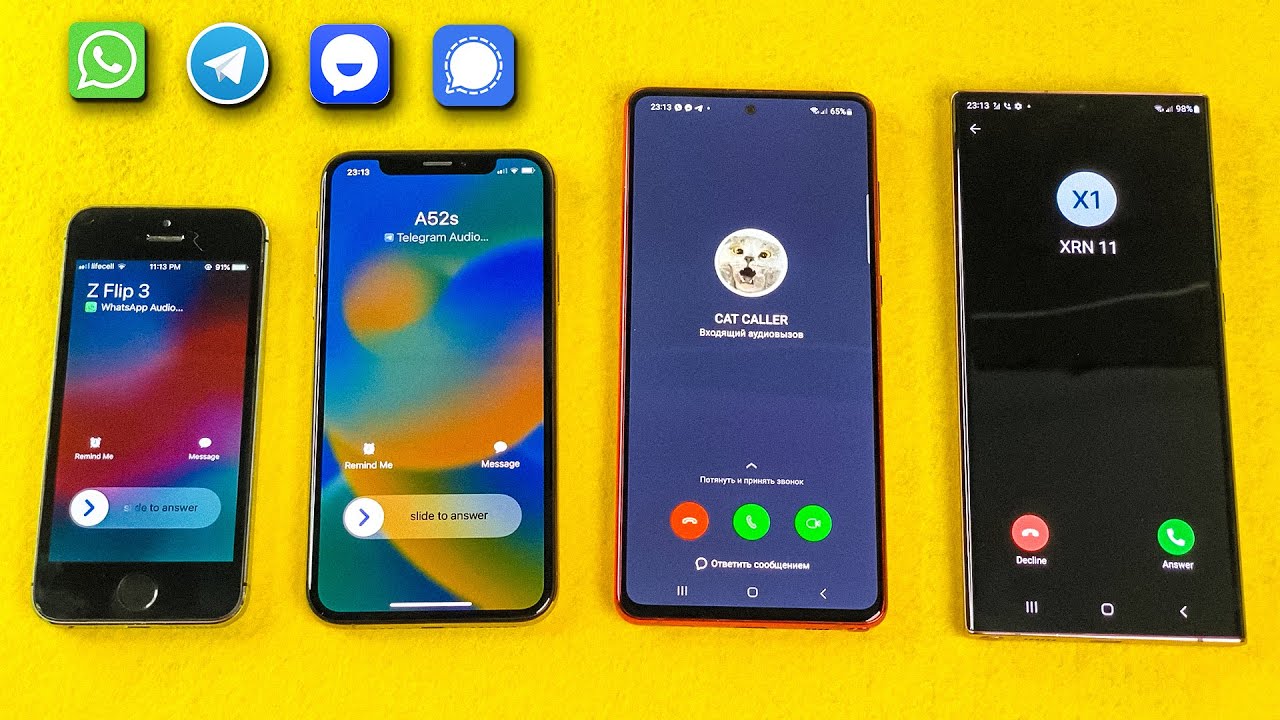 Samsung Note 10, Note 20 U, iPhone XS, iPhone 5s Signal, Telegram, TamTam & WhatsApp Incoming Calls
