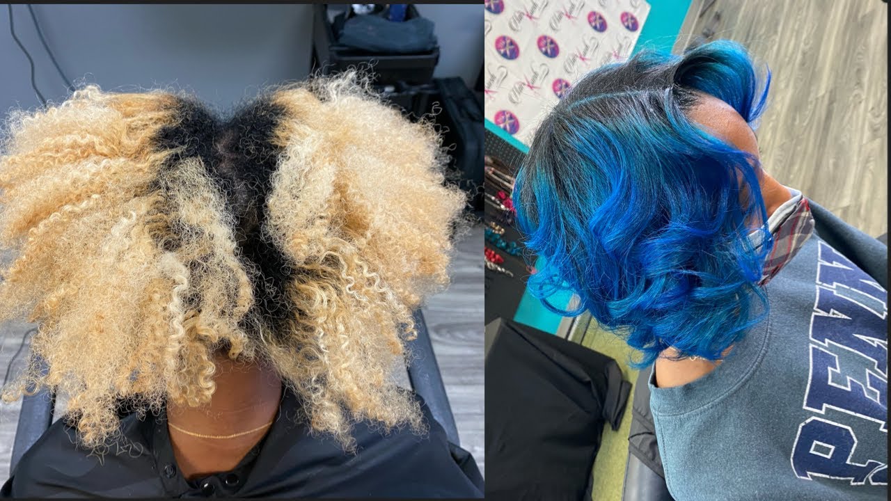 Coloring Hair Blue| Silk Press on Natural Hair