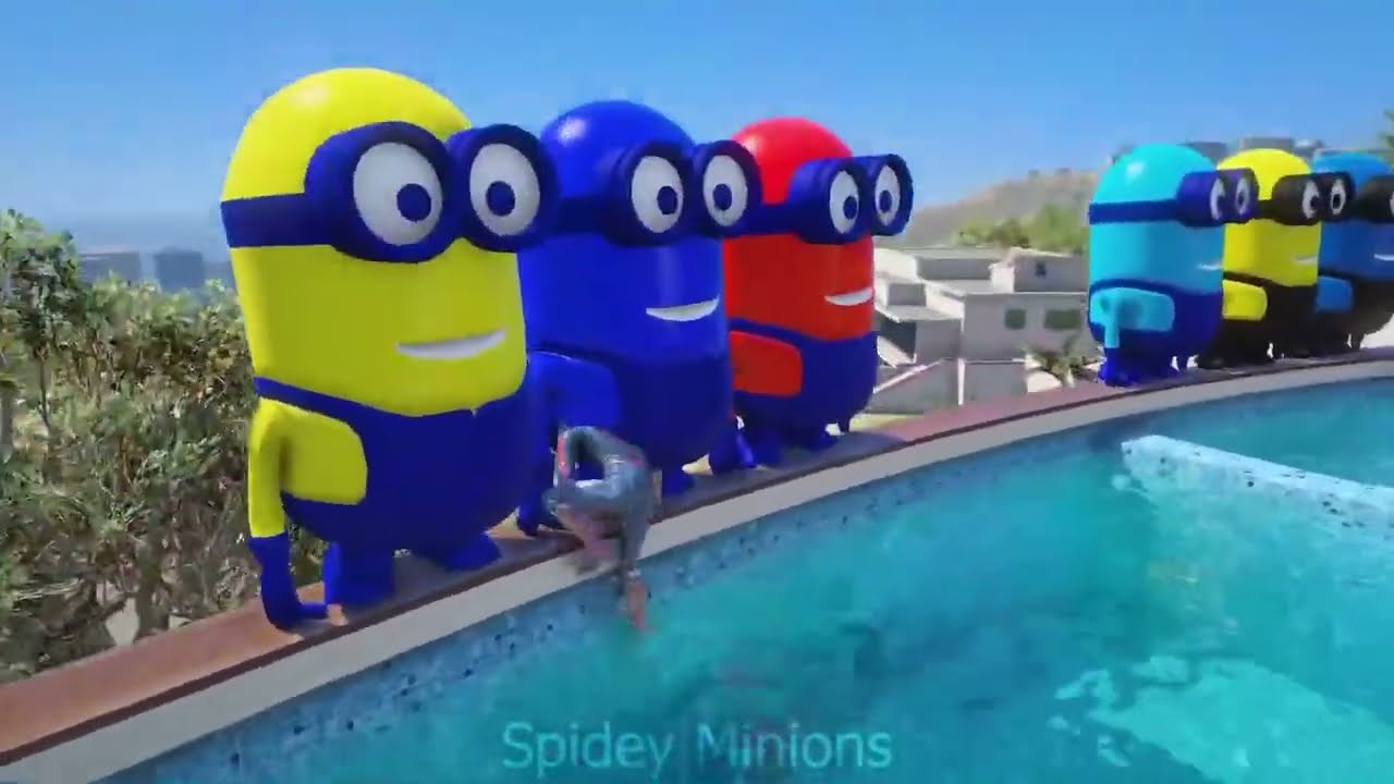 GTA 5 | Crazy Ragdoll - Spiderman On Rainbow Bridge With Minions (Funny Fails Compilations) 1