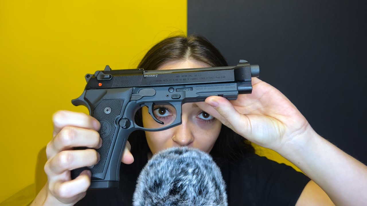 ASMR Beretta M9 .22LR Pistol w/ Magazine Ammo Tapping & Whispering Sounds For Sleep