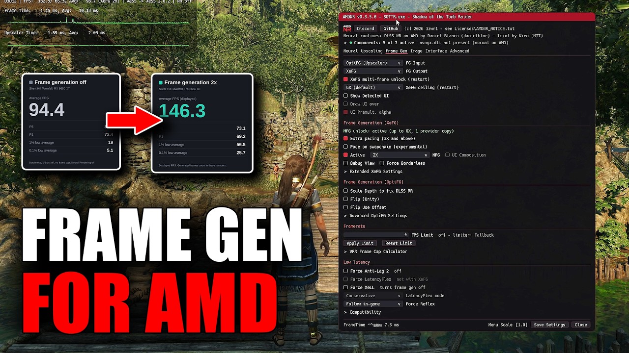 Получил на 55% больше FPS на AMD с помощью генерации кадров