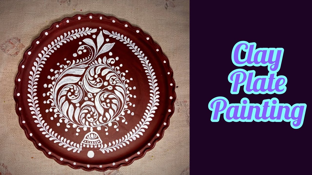 Plate painting //How to paint clay plate