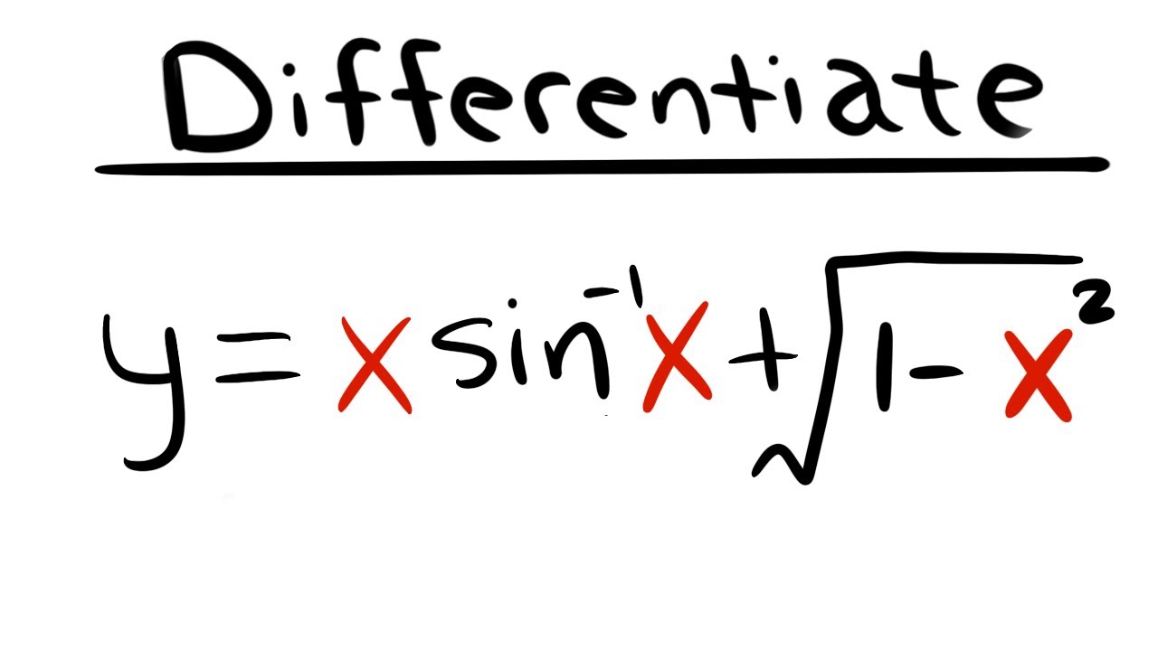 derivative of x*sin^-1(x)+sqrt(1-x^2), product rule and the chain rule, calculus 1 tutorial