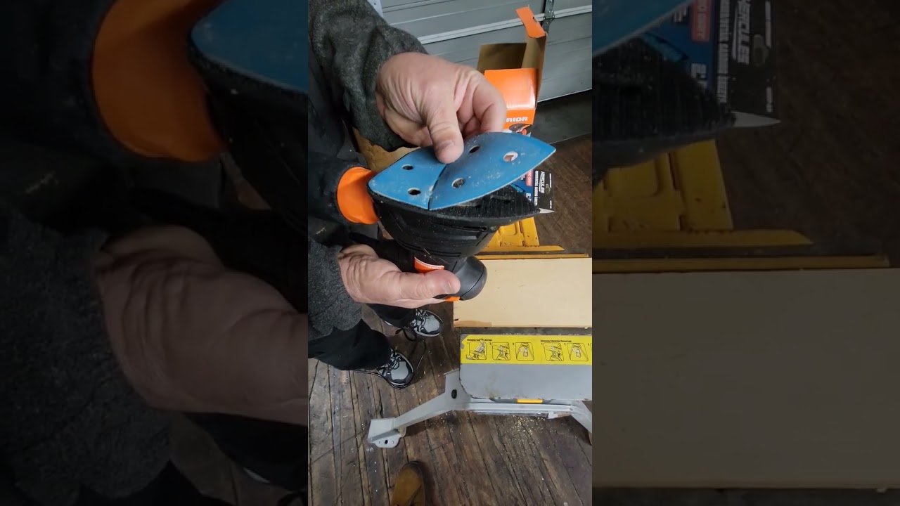 installing a sanding pad on a detail sander like and subscribe for more content