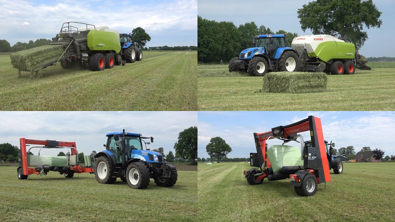 Balen persen en wikkelen met Claas Quadrant 5200 RC en Kuhn SW 4004 door loonbedrijf Reimink (2022)