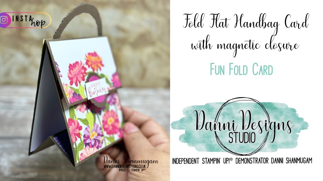 Fold Flat Handbag card with a magnetic closure #funfoldcard #handbagcraft