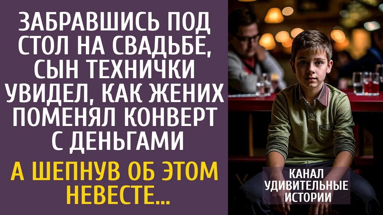 Спрятавшись на свадьбе, сын технички увидел, как жених поменял конверт с деньгами… А шепнув нев