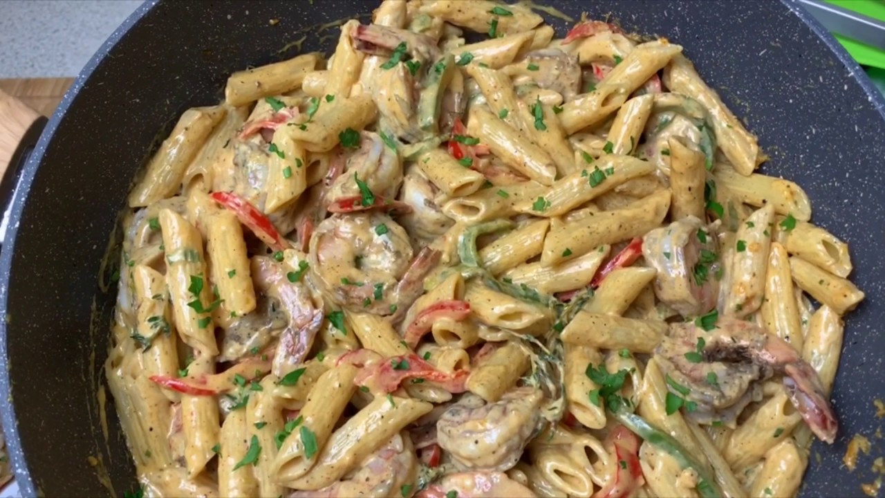JERK SHRIMP PASTA ||  JERK SHRIMP RASTA PASTA || TERRI-ANN’S KITCHEN