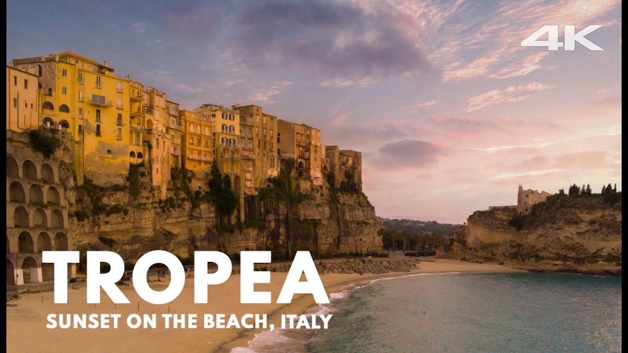 TROPEA sunset on the beach, 4K Calabria Italy drone footage,  DJI Mavic Air cinematic