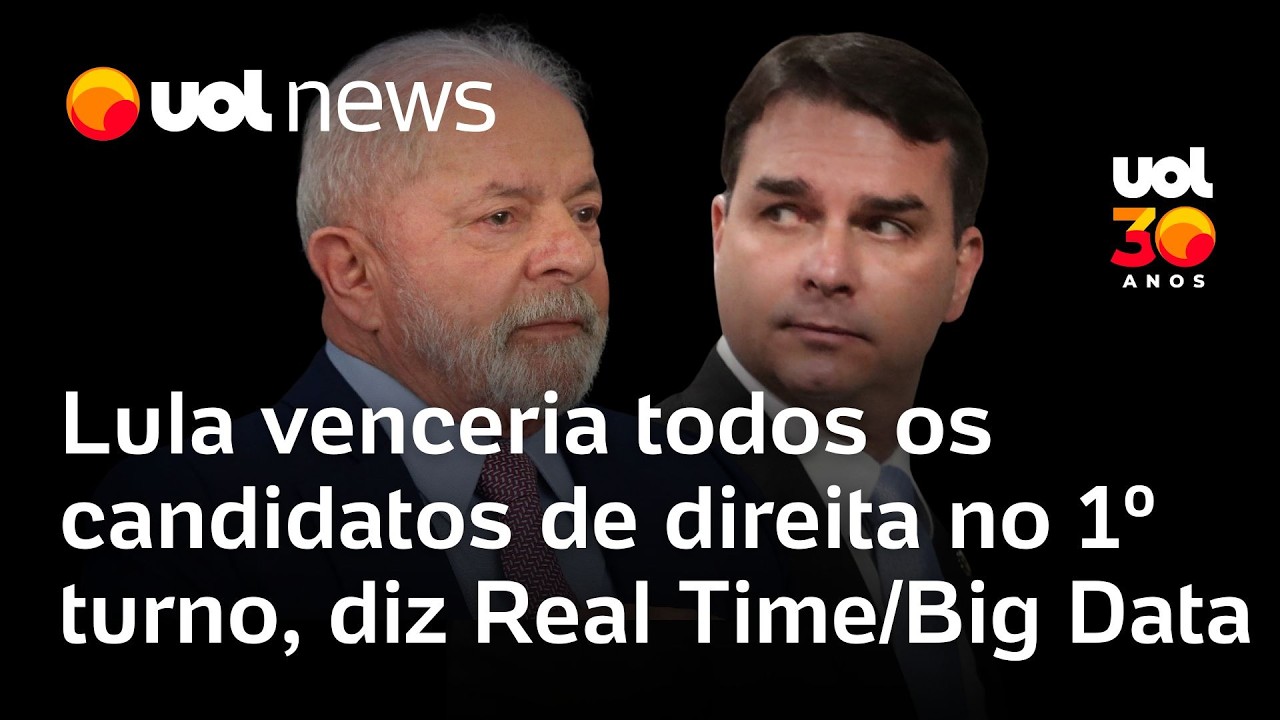 Lula lidera 1º turno contra direita; 48% dizem que não votariam nele e 49% no Flávio, diz Real Time