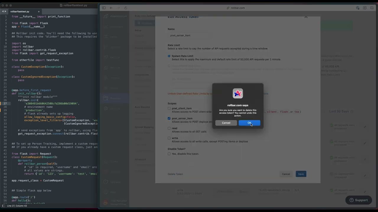 How to update Rollbar Access Tokens