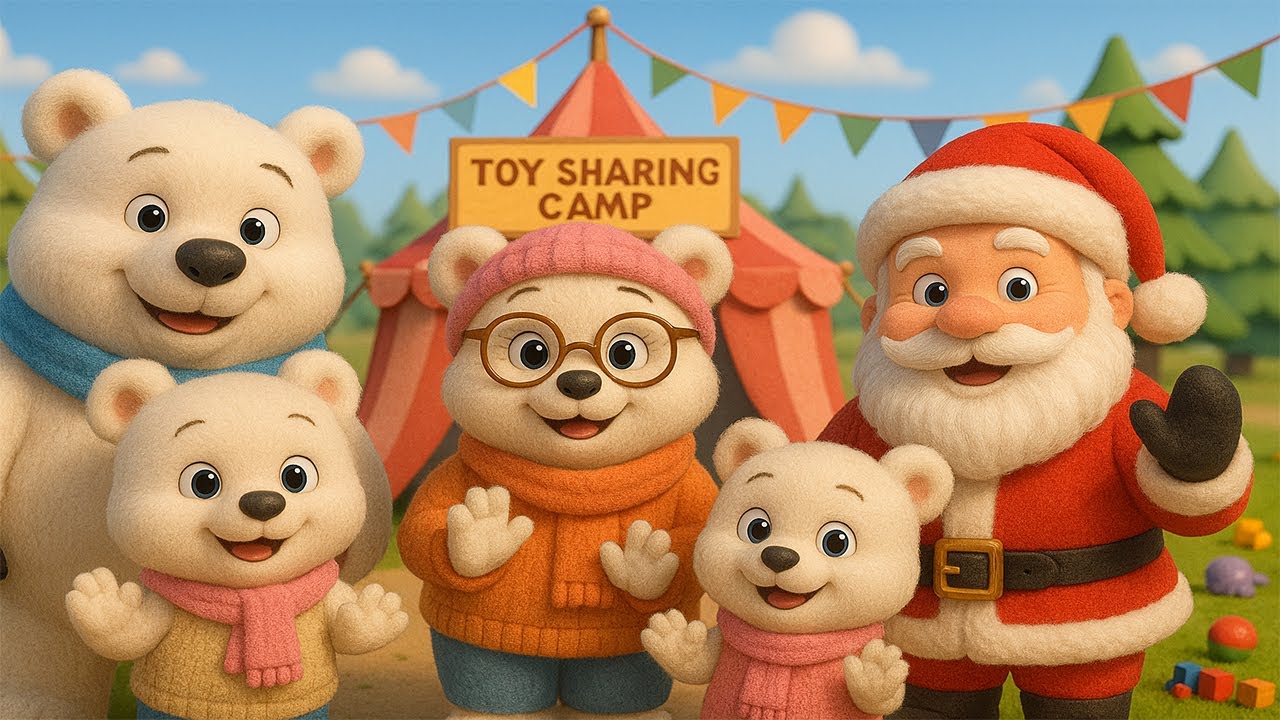 Polar Bear Family – The Community Toy Sharing Event with Santa Claus Learning to Share Toys and Care