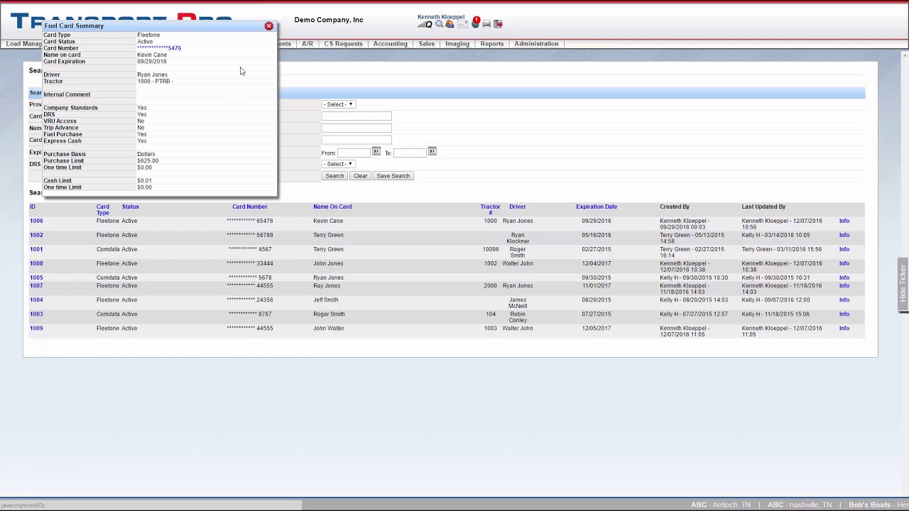 Setting Up Fuel Cards and Processing Fuel Card Transactions