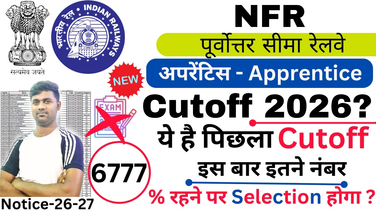 NFR Apprentice Expected Cut-off 2026 | Previous Year Cut-off | Safe score | NFR Apprentice Cutoff |