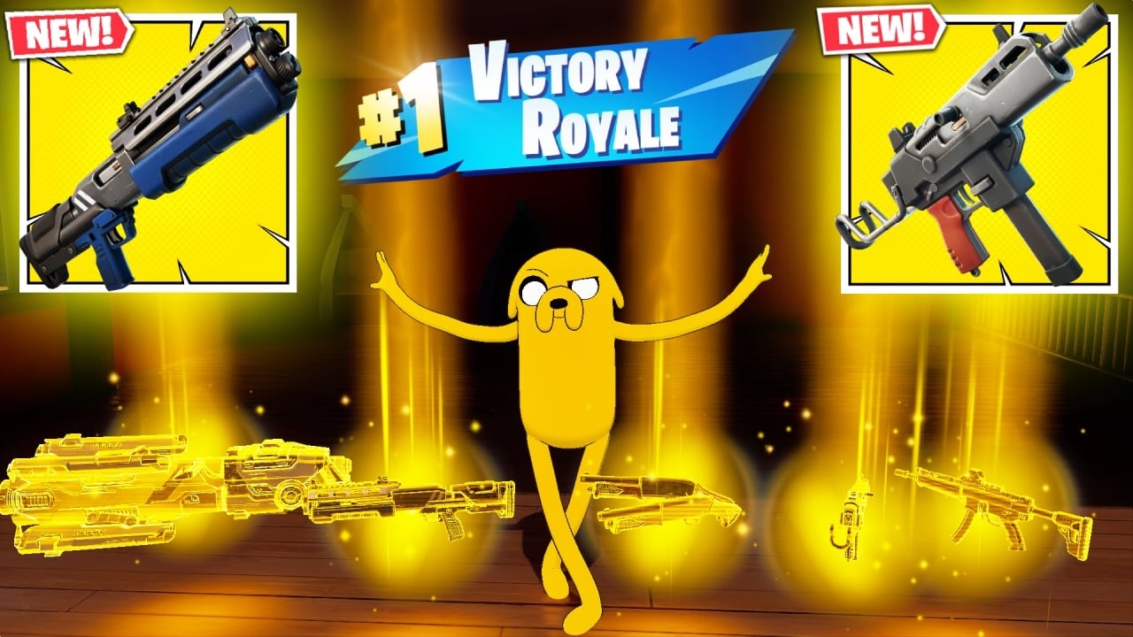 JAKE THE DOG vs ALL MYTHIC WEAPONS ( FORTNITE CHAPTER 7 SEASON 1)