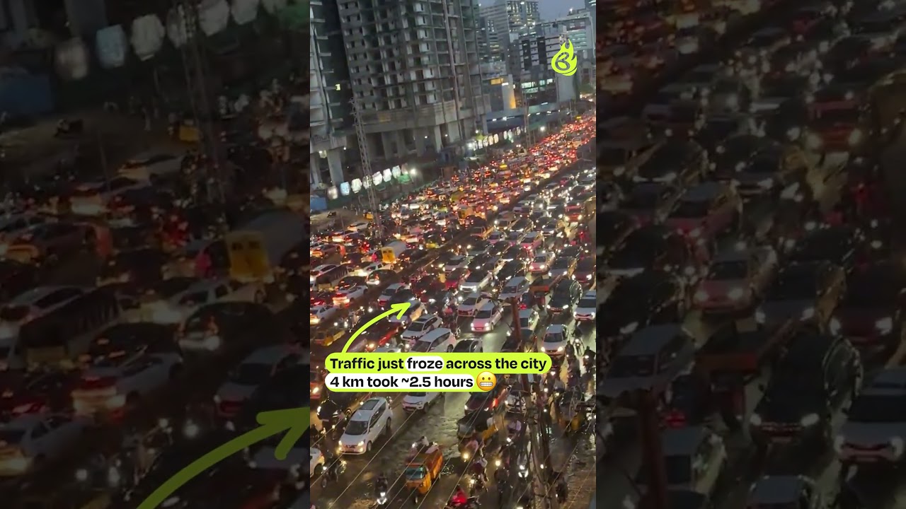 Just mins of rains brought Hyderabad to a standstill. #briefchaat #telanganagovernment #viralvideo