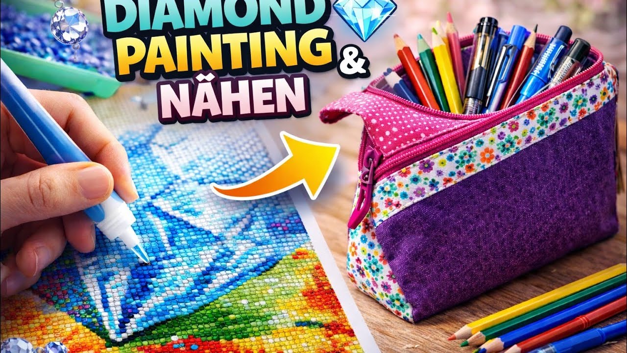 Diamond Painting und selbstgenähte Stiftemäppchen #handmade #diamondpainting 