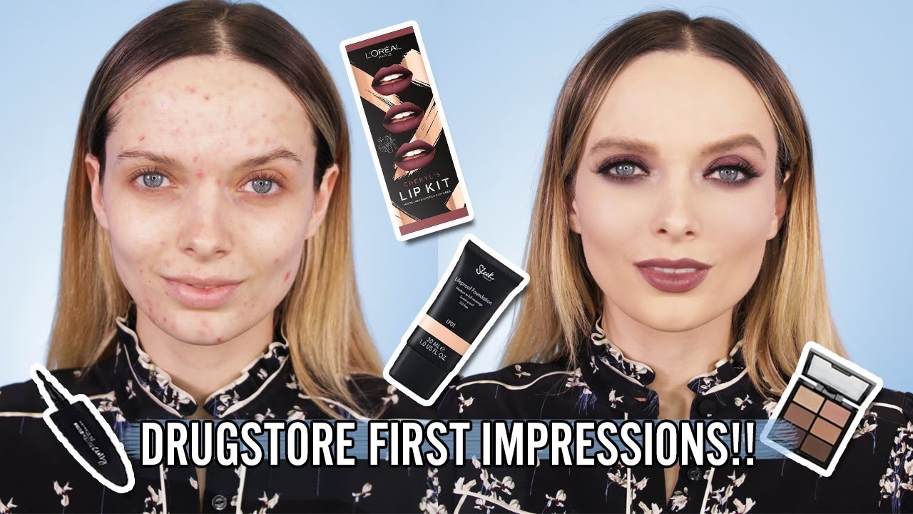 FULL FACE OF DRUGSTORE FIRST IMPRESSIONS! | ACNE COVERAGE // MyPaleSkin