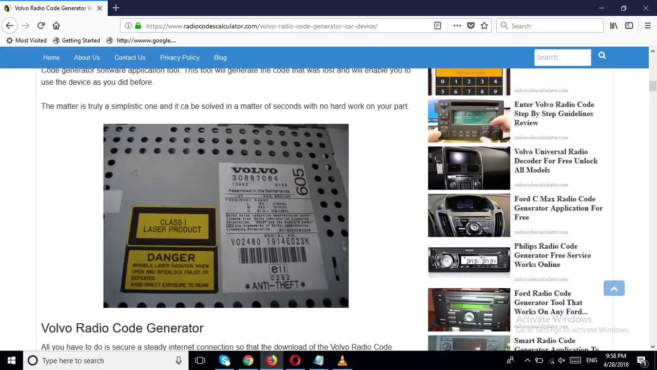 Volvo Radio Code Generator Working On Any Volvo Device