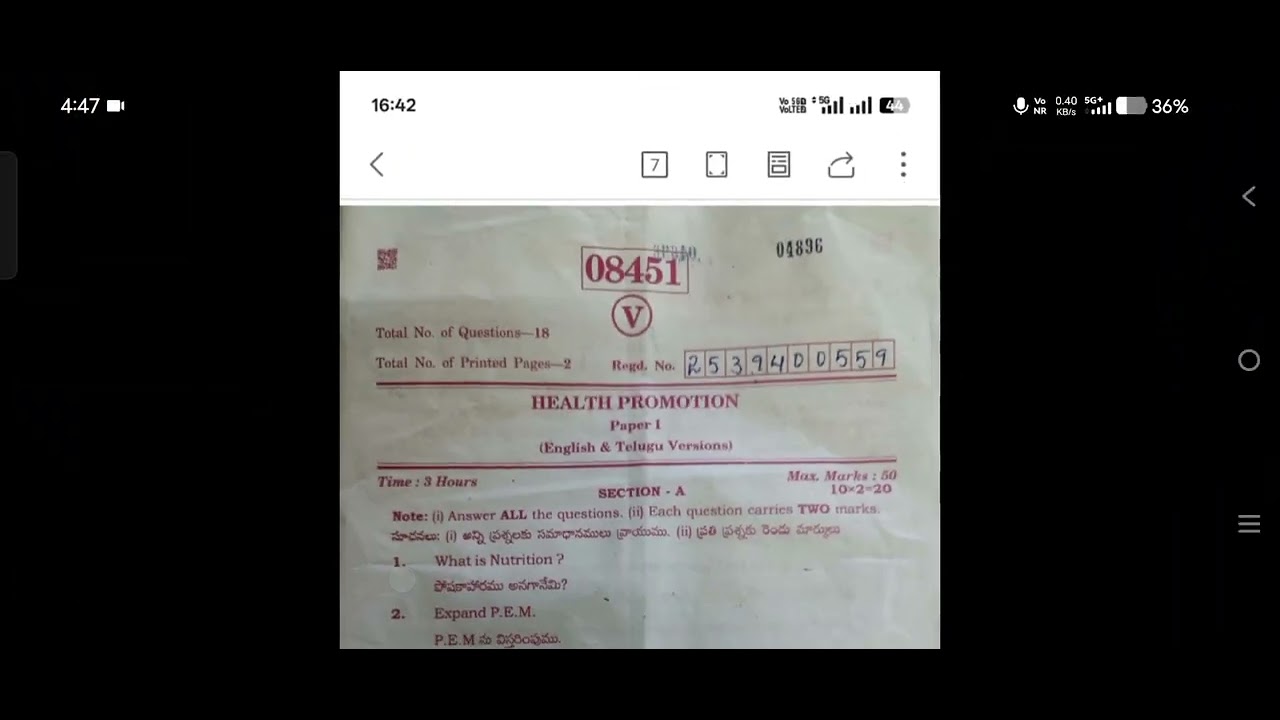 Ts- Mphw 1st yr- P2/ Health Promotion / Model question paper