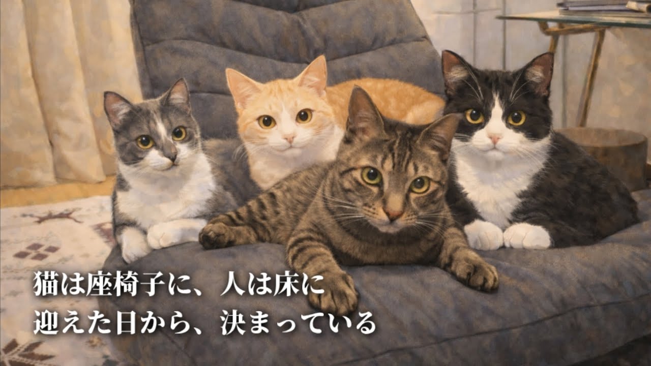 座椅子を奪われ床に座る俺、猫に完全敗北した夜【座椅子×敗北】～最高な猫のいる暮らし～